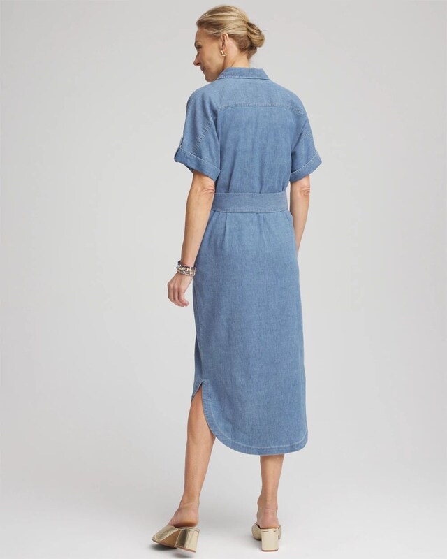 Denim Belted Midi Shirtdress - image 3